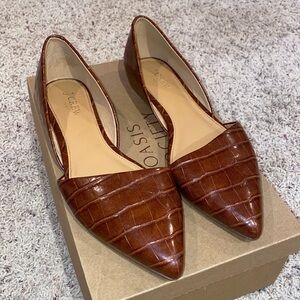 J.Crew Women’s Brown Zoe Embossed Crocodile D'orsay
Point Toe Flats Size 8